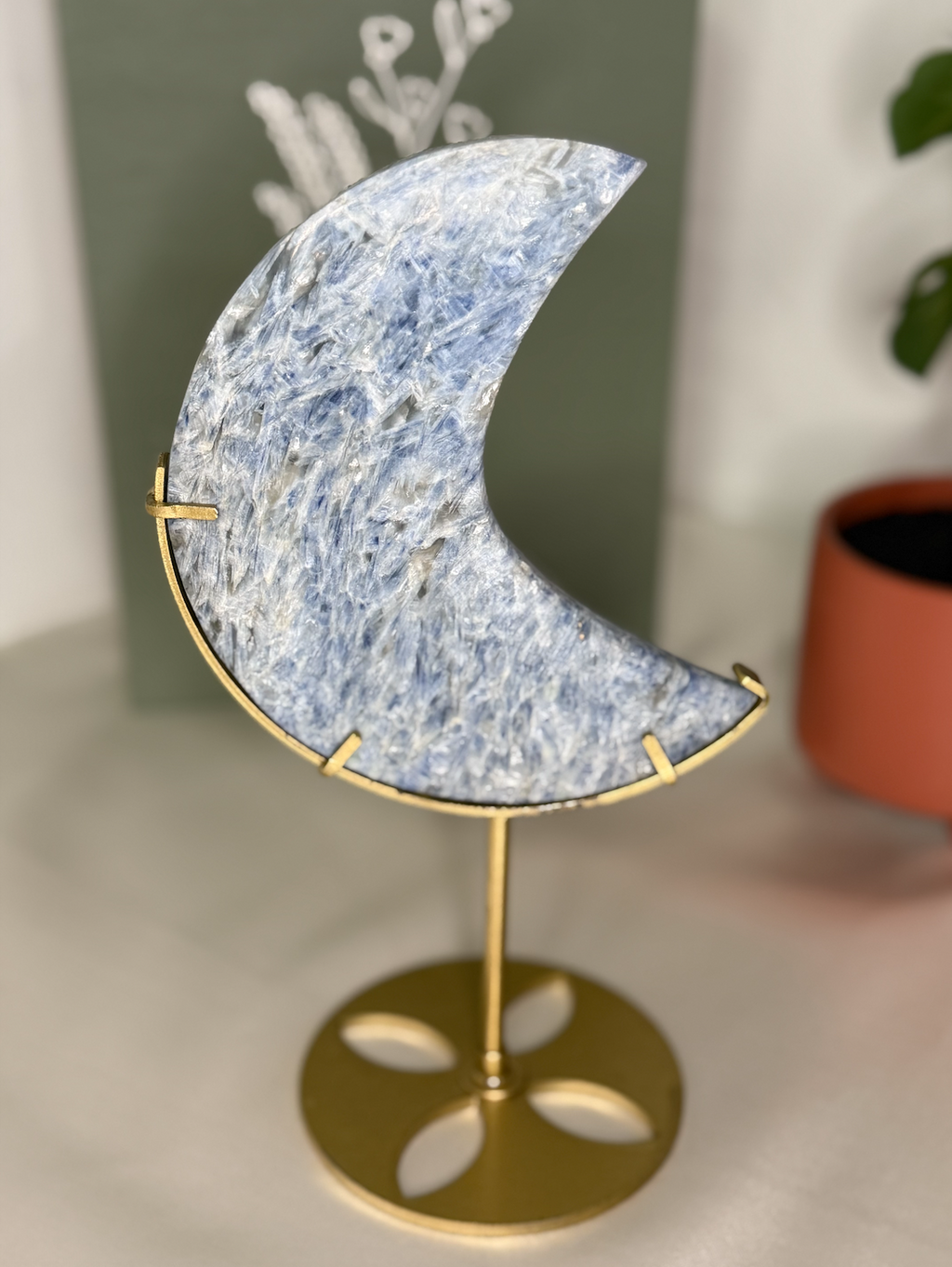 Kyanite moon on a stand
