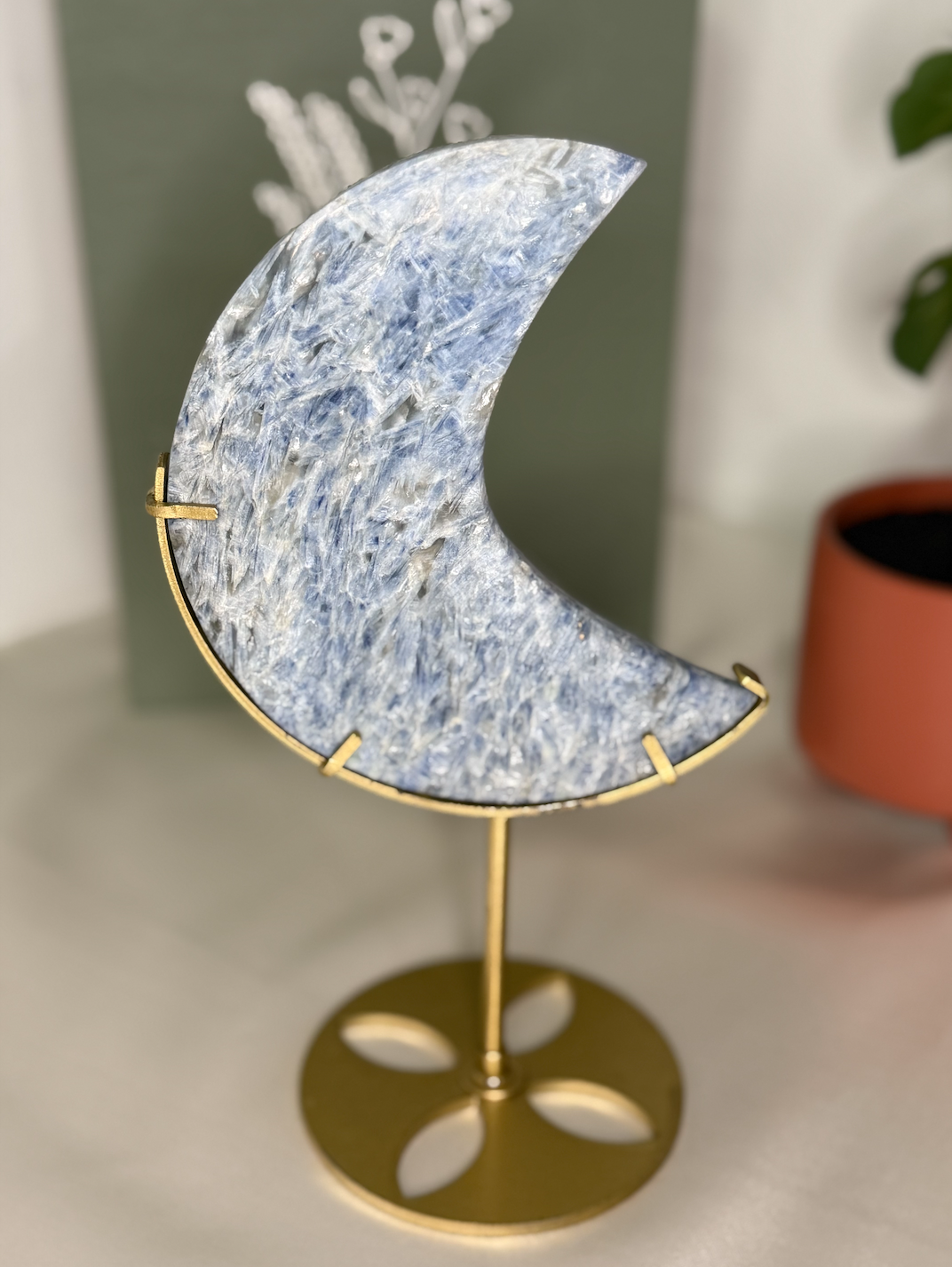 Kyanite moon on a stand