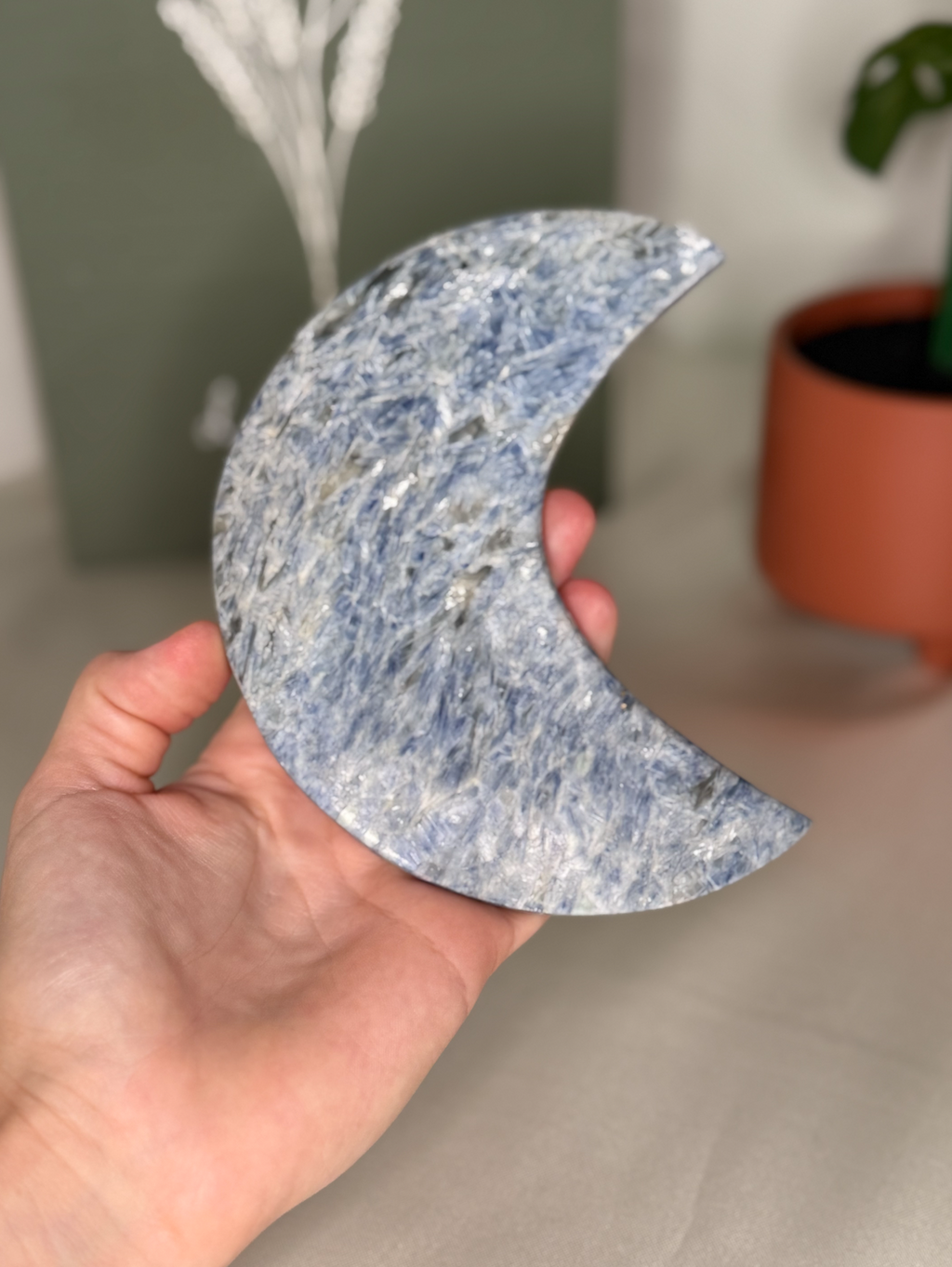 Kyanite moon on a stand