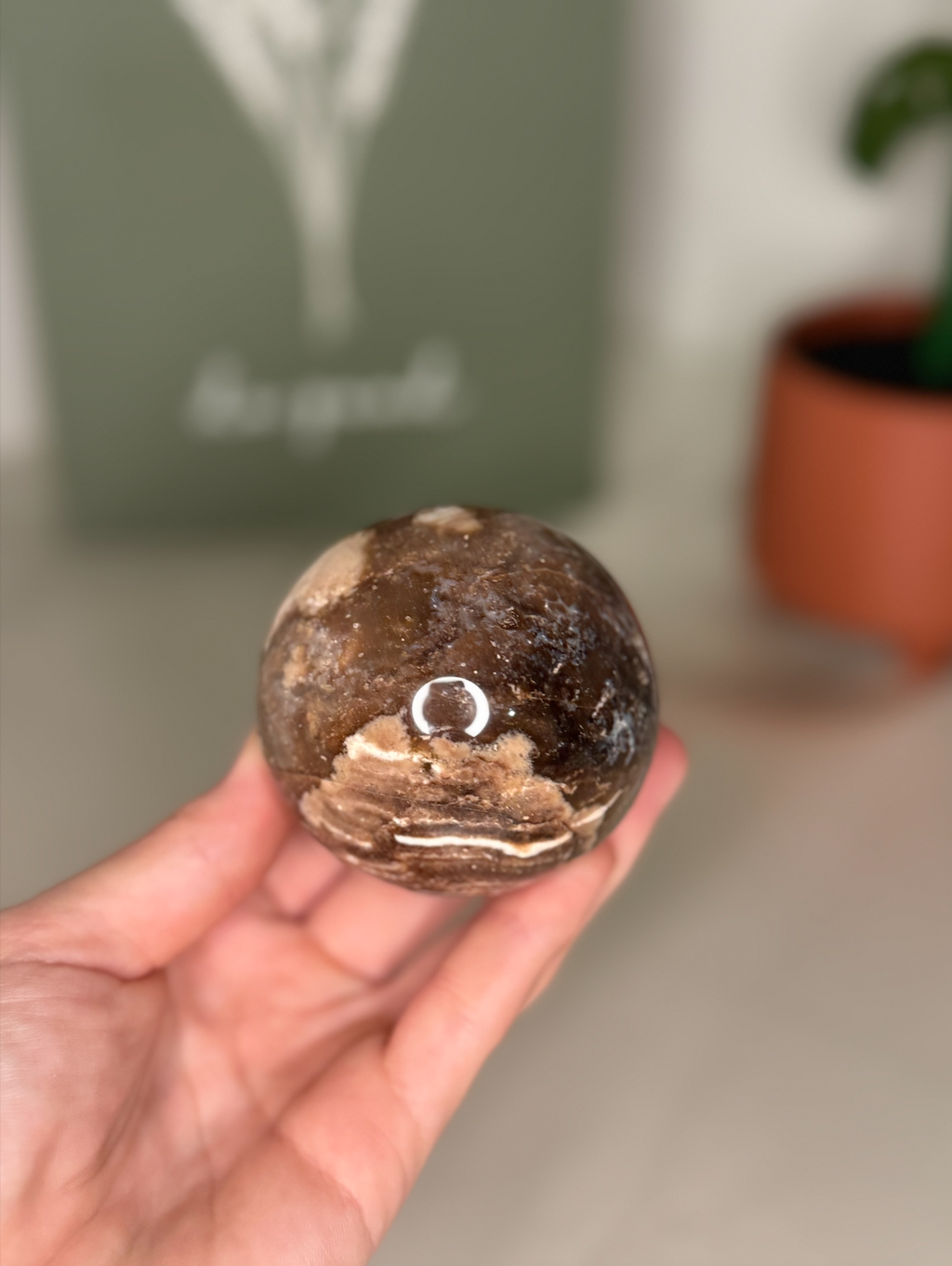 Chocolate calcite sphere