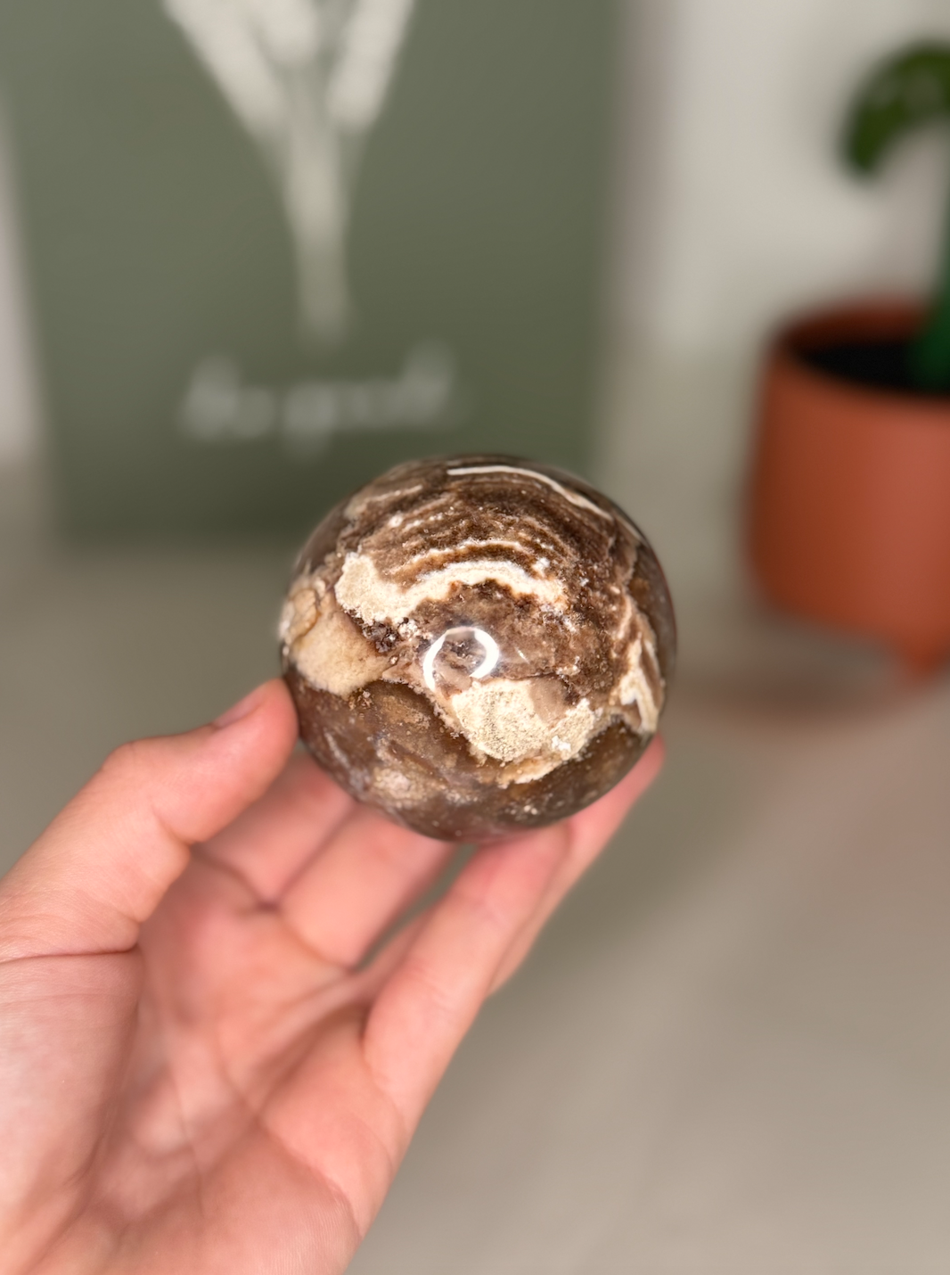 Chocolate calcite sphere