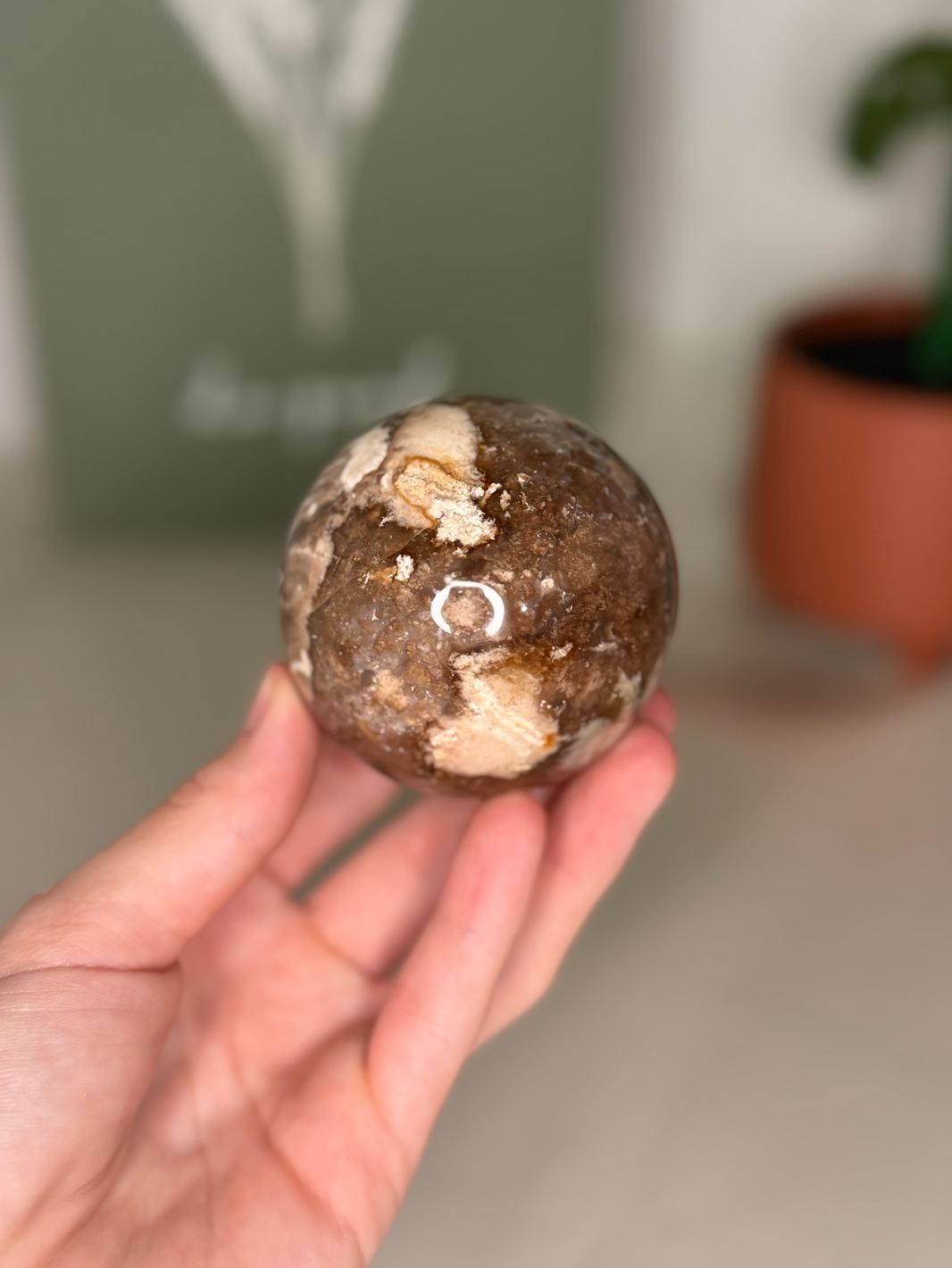 Chocolate calcite sphere